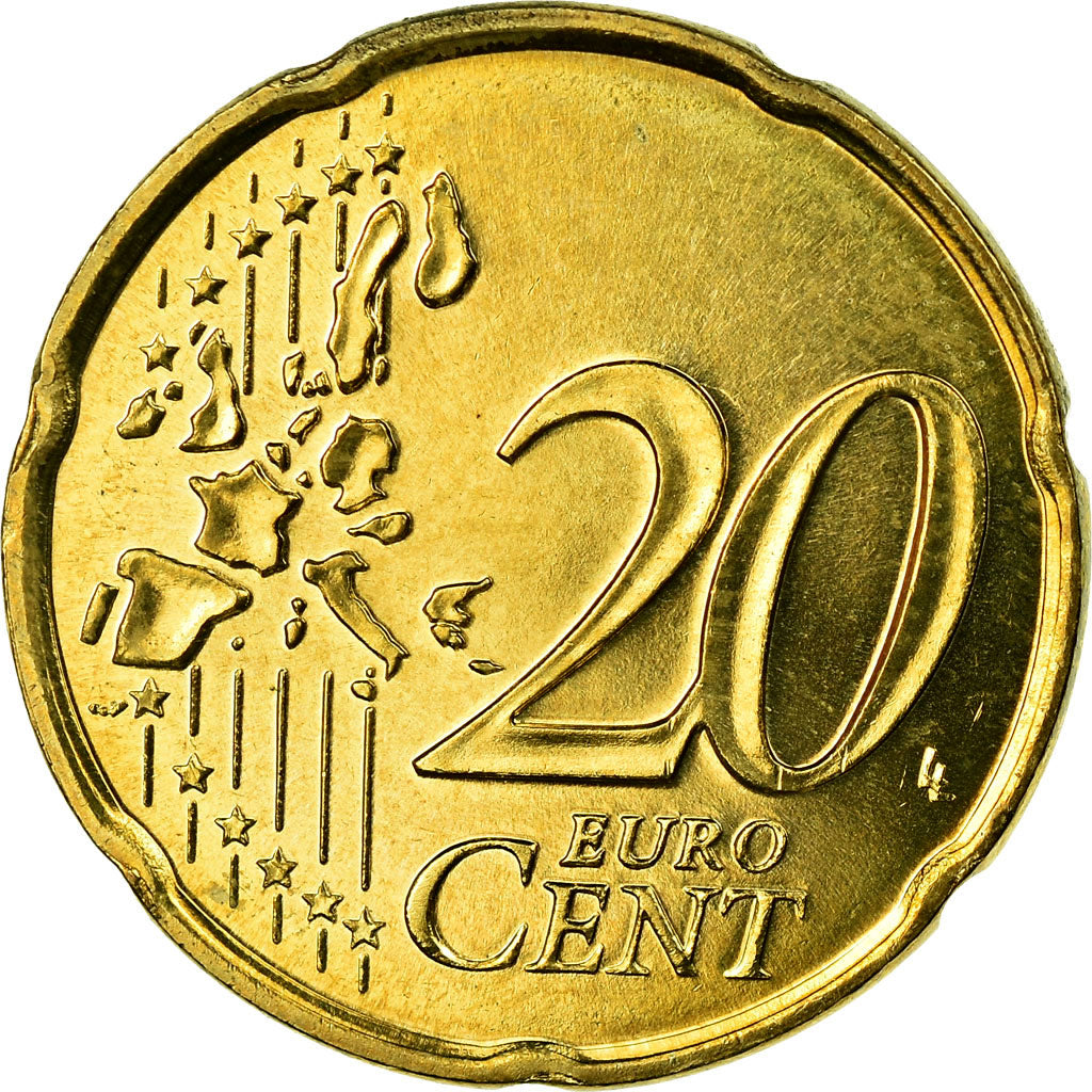 Monaco, 20 Euro Cent, 2002, MS(63), Brass, KM:171