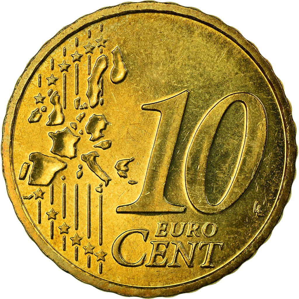 Monaco, 10 Euro Cent, 2002, UNZ, Messing, KM:170