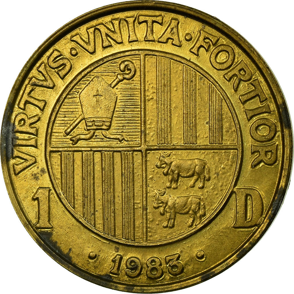 Coin, Andorra, Diner, 1983, EF(40-45), Brass, KM:14