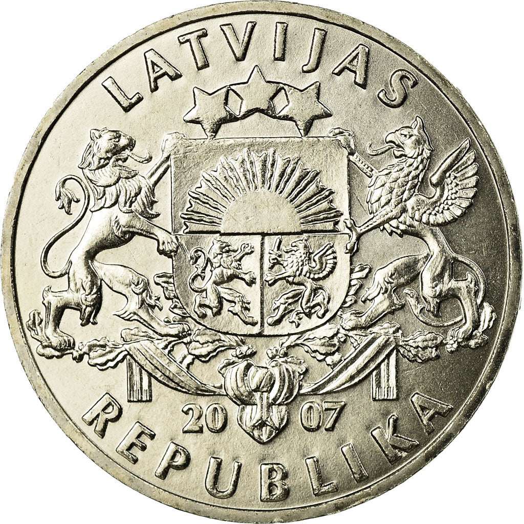 Coin, Latvia, Lats, 2007, MS(63), Copper-nickel, KM:12