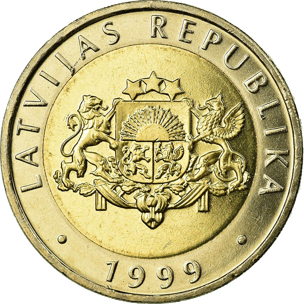 Coin, Latvia, 2 Lati, 1999, MS(63), Bi-Metallic, KM:38