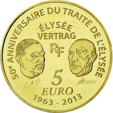 France, 5 Euro, Traité de l'Elysée, 2013, BE, MS(65-70), Gold, Gadoury:EU599