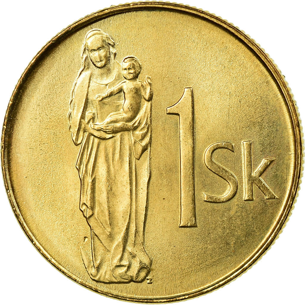 Moneda, Eslovaquia, Koruna, 1993, SC, Bronce chapado en acero, KM:12