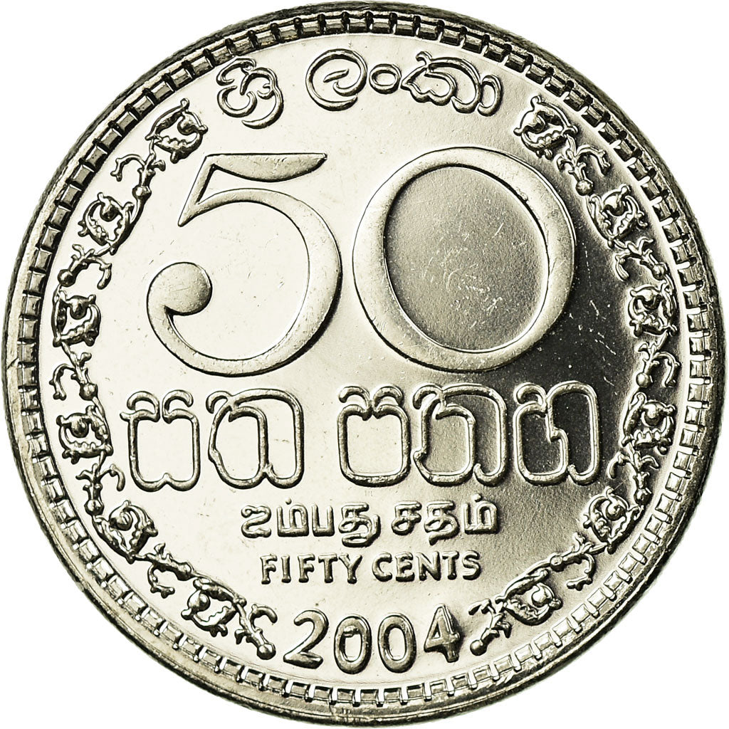 Coin, Sri Lanka, 50 Cents, 2004, MS(63), Nickel plated steel, KM:135.2a