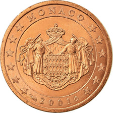 Monaco, 2 Euro Cent, 2001, MS(63), Copper Plated Steel, KM:168