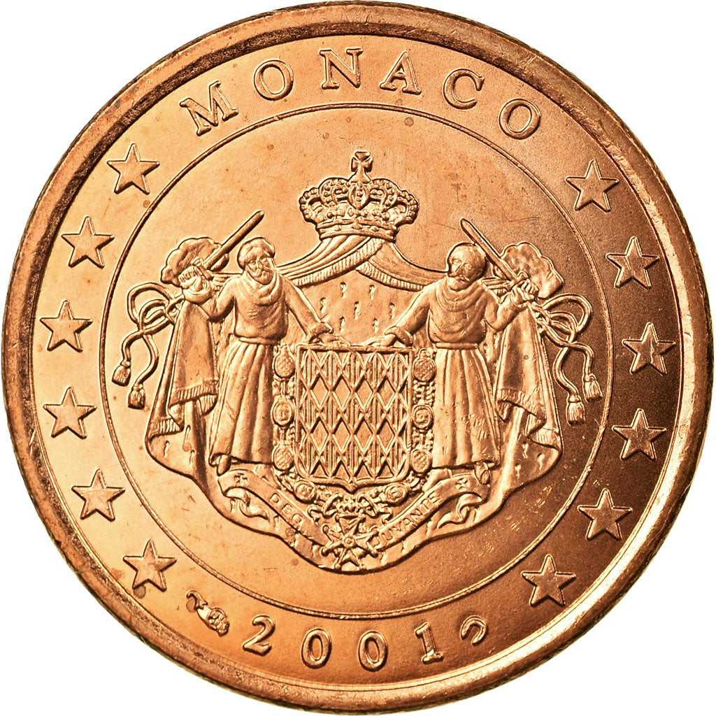 Monaco, 5 Euro Cent, 2001, MS(63), Miedź platerowana stalą, KM:169