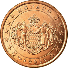 Monaco, 5 Euro Cent, 2001, MS(63), Miedź platerowana stalą, KM:169