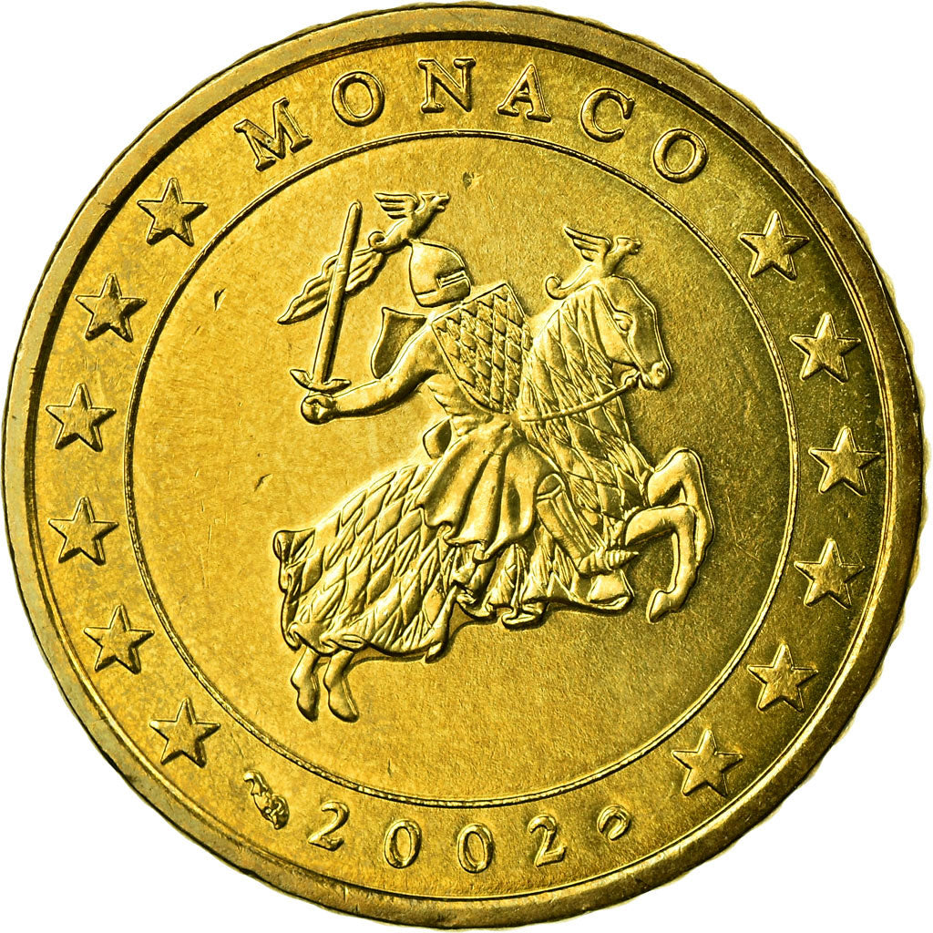 Monaco, 50 Euro Cent, 2002, SPL, Laiton, KM:172