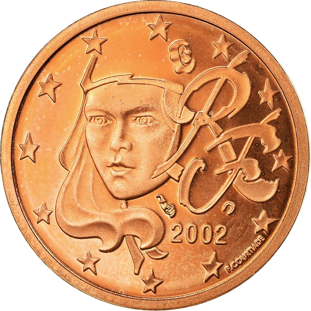 France, 2 Euro Cent, 2002, BE, MS(65-70), Copper Plated Steel, KM:1283