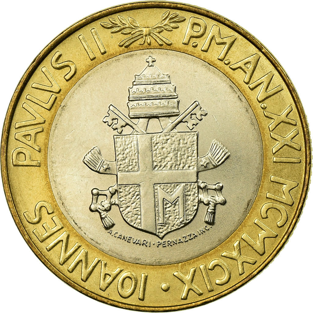 Coin, VATICAN CITY, John Paul II, 1000 Lire, 1999, Rome, MS(63), Bi-Metallic