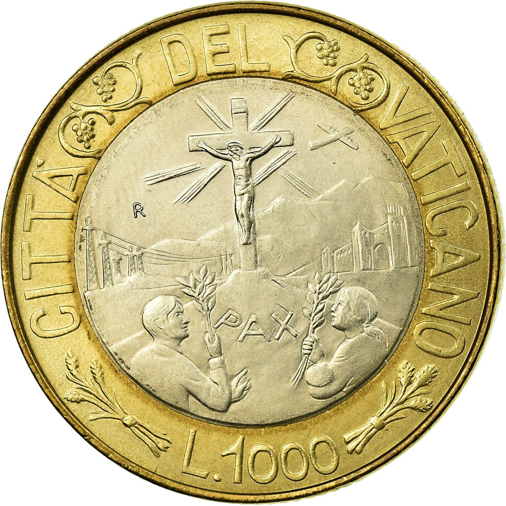 Coin, VATICAN CITY, John Paul II, 1000 Lire, 1999, Rome, MS(63), Bi-Metallic