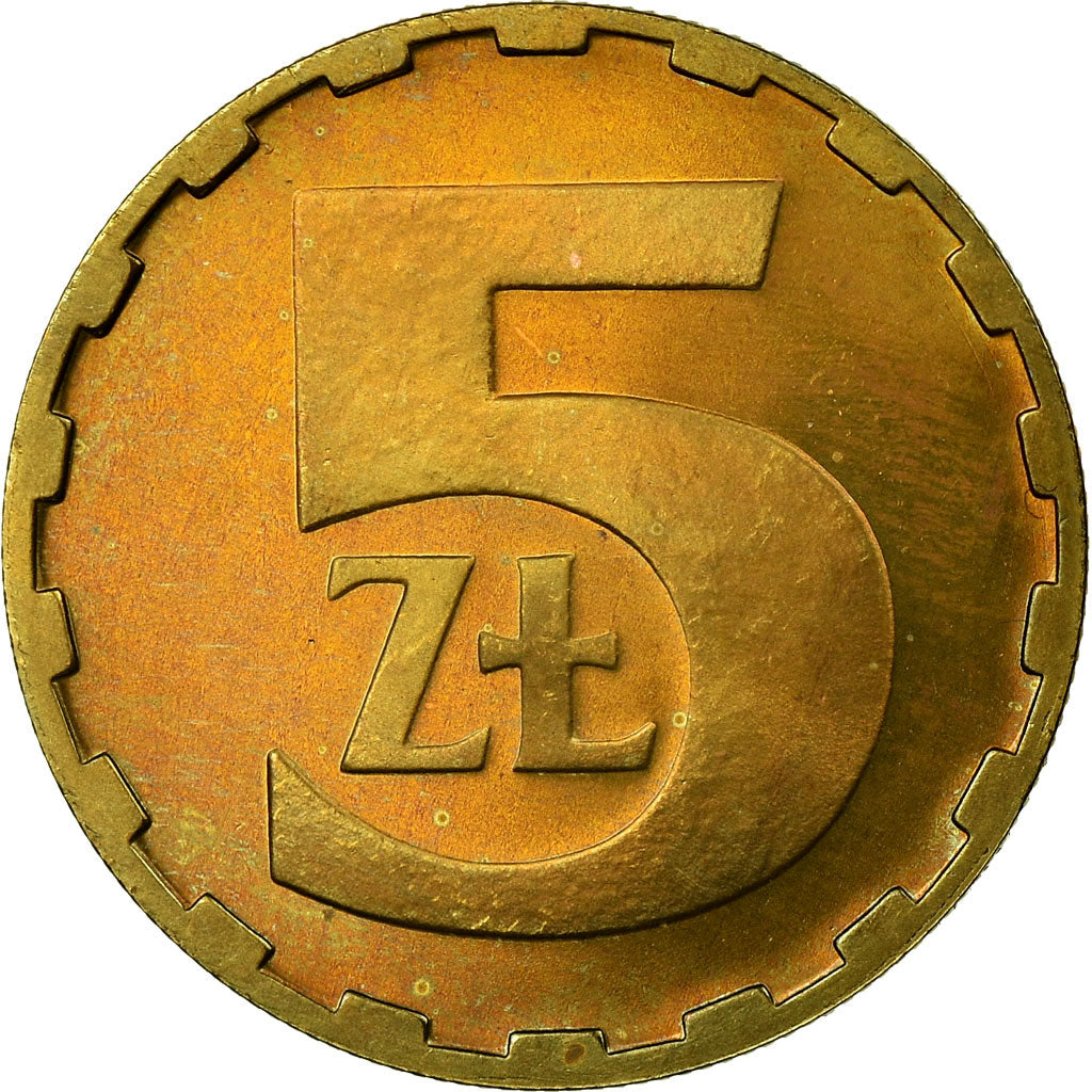 Coin, Poland, 5 Zlotych, 1981, Warsaw, MS(65-70), Brass, KM:81.1