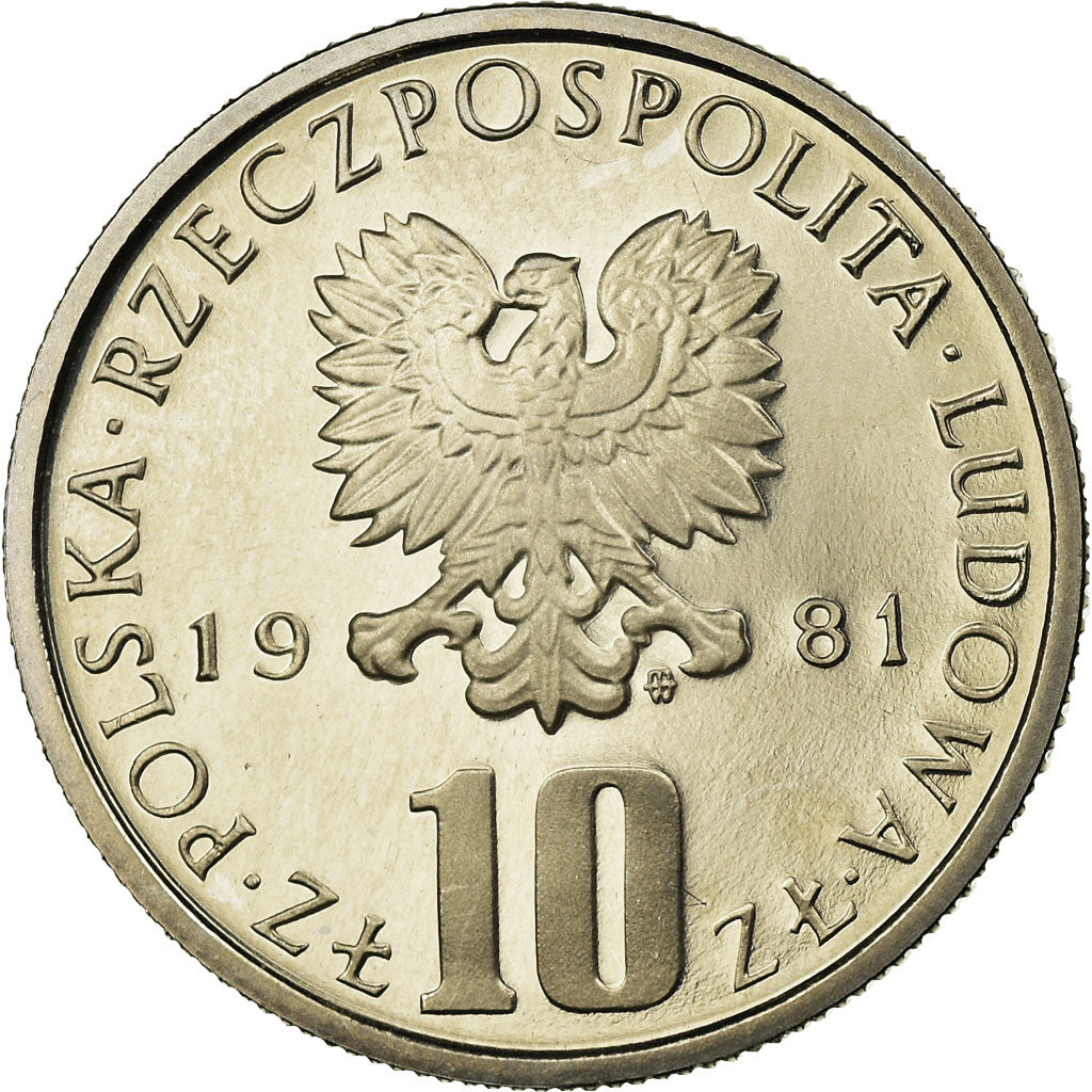Coin, Poland, 10 Zlotych, 1981, Warsaw, Proof, MS(65-70), Copper-nickel, KM:73