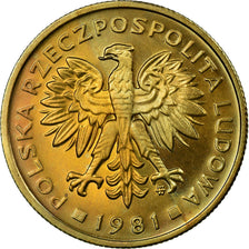 Coin, Poland, 2 Zlote, 1981, Warsaw, MS(65-70), Brass, KM:80.1