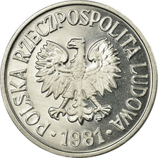 Coin, Poland, 20 Groszy, 1981, Warsaw, MS(65-70), Aluminum, KM:A47