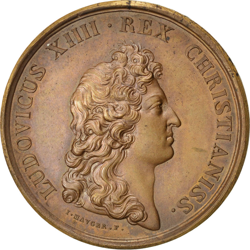 FRANCE, History, Louis XIV, Medal, AU(55-58), Mauger, Copper, 41, 30.60