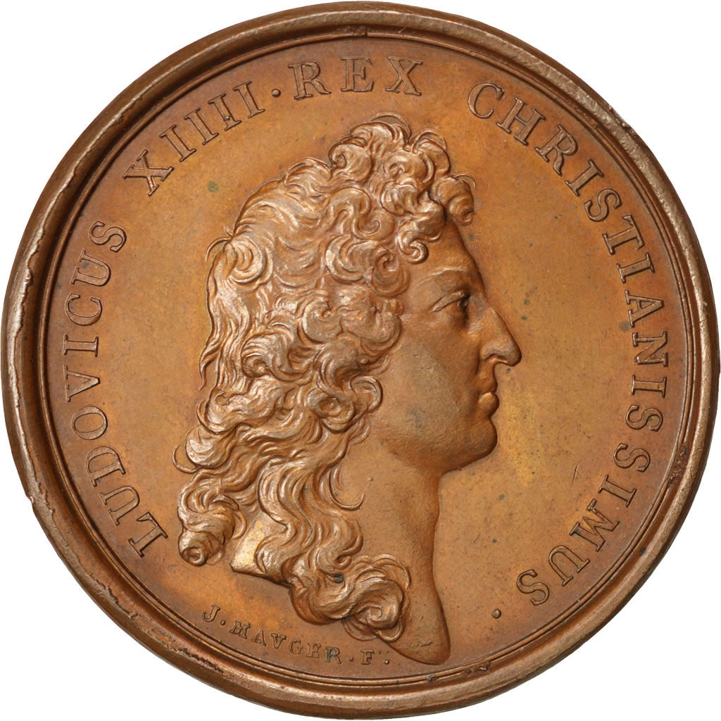 FRANCE, History, Louis XIV, Medal, AU(55-58), Mauger, Copper, 41, 29.00