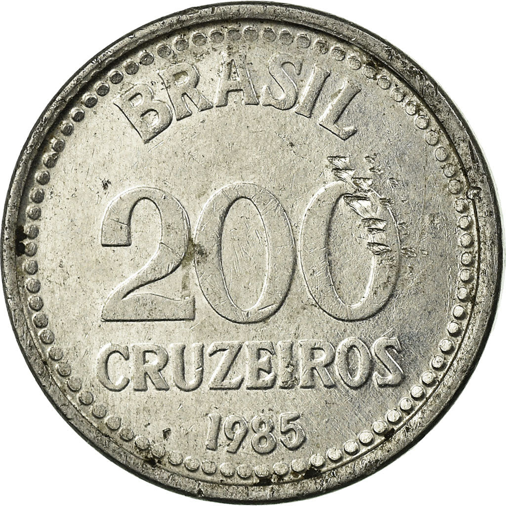 Coin, Brazil, 200 Cruzeiros, 1985, VF(30-35), Stainless Steel, KM:596
