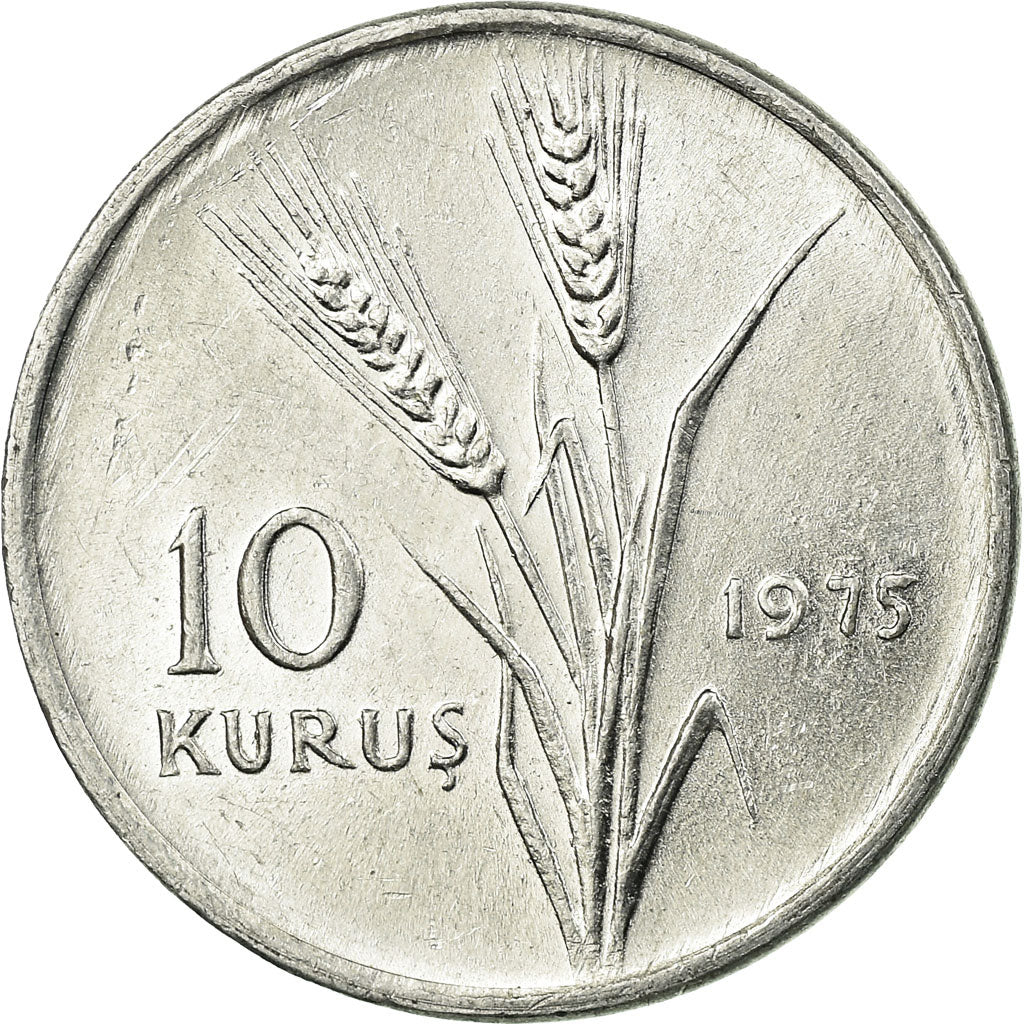 Coin, Turkey, 10 Kurus, 1975, AU(55-58), Aluminum, KM:898a