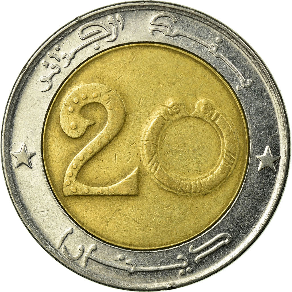 Coin, Algeria, 20 Dinars, 1999/AH1420, Algiers, EF(40-45), Bi-Metallic, KM:125