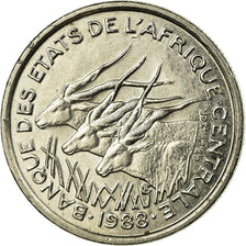 Coin, Central African States, 50 Francs, 1988, Paris, AU(55-58), Nickel, KM:11