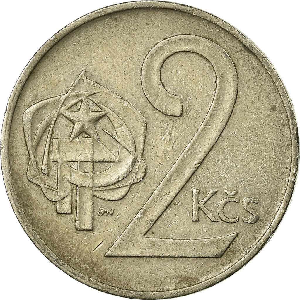 Munten, Tsjecho-Slowakije, 2 Koruny, 1975, FR+, Copper-nickel, KM:75