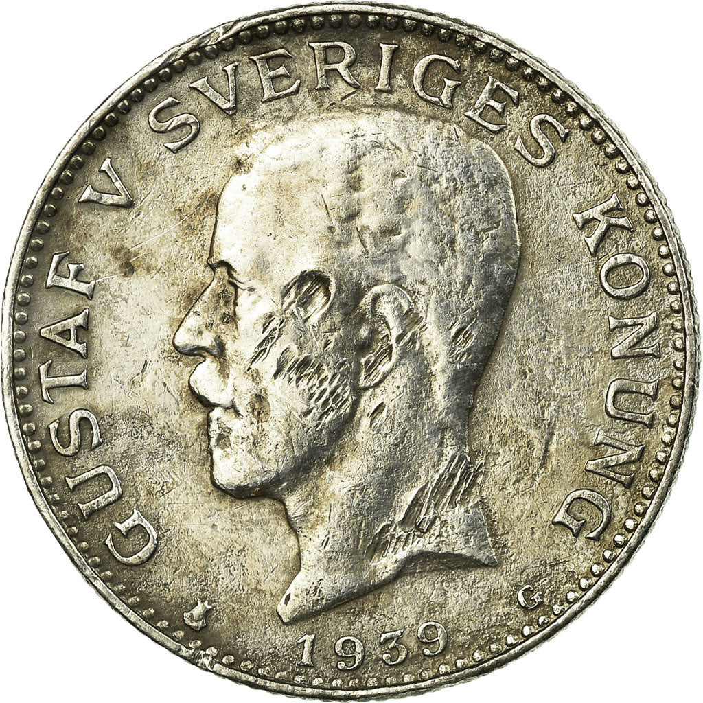Coin, Sweden, Gustaf V, Krona, 1939, VF(20-25), Silver, KM:786.2