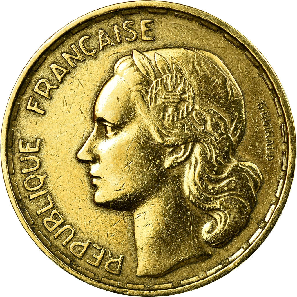 Moneta, Francia, Guiraud, 50 Francs, 1954, Paris, MB+, Alluminio-bronzo