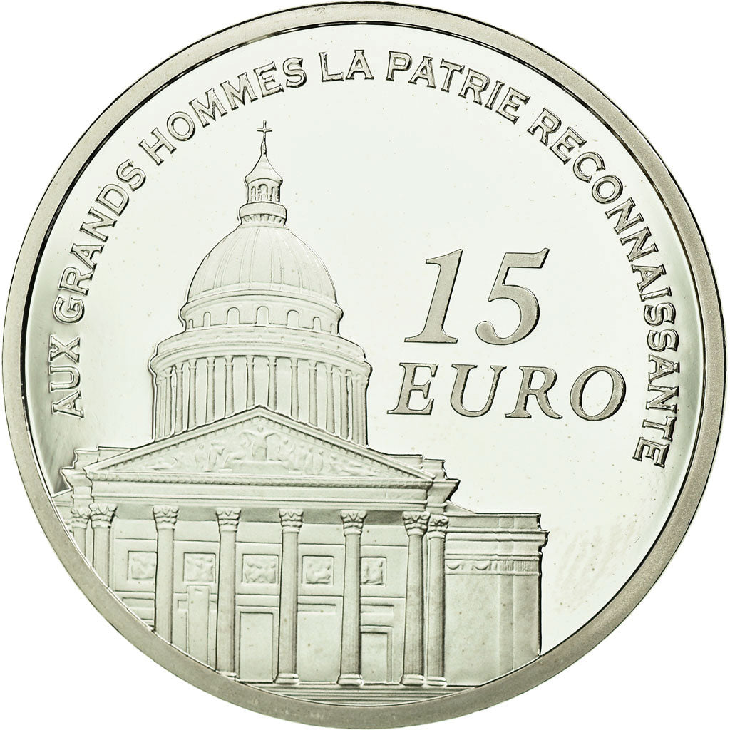 France, 15 Euro, Le Panthéon, 2007, BE, MS(65-70), Silver, KM:A1450