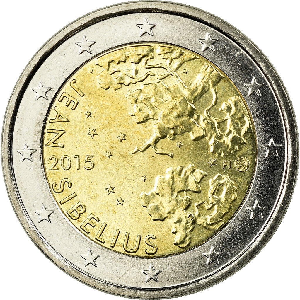 Finland, 2 Euro, Jean Sibelius, 2015, MS(65-70), Bi-Metallic