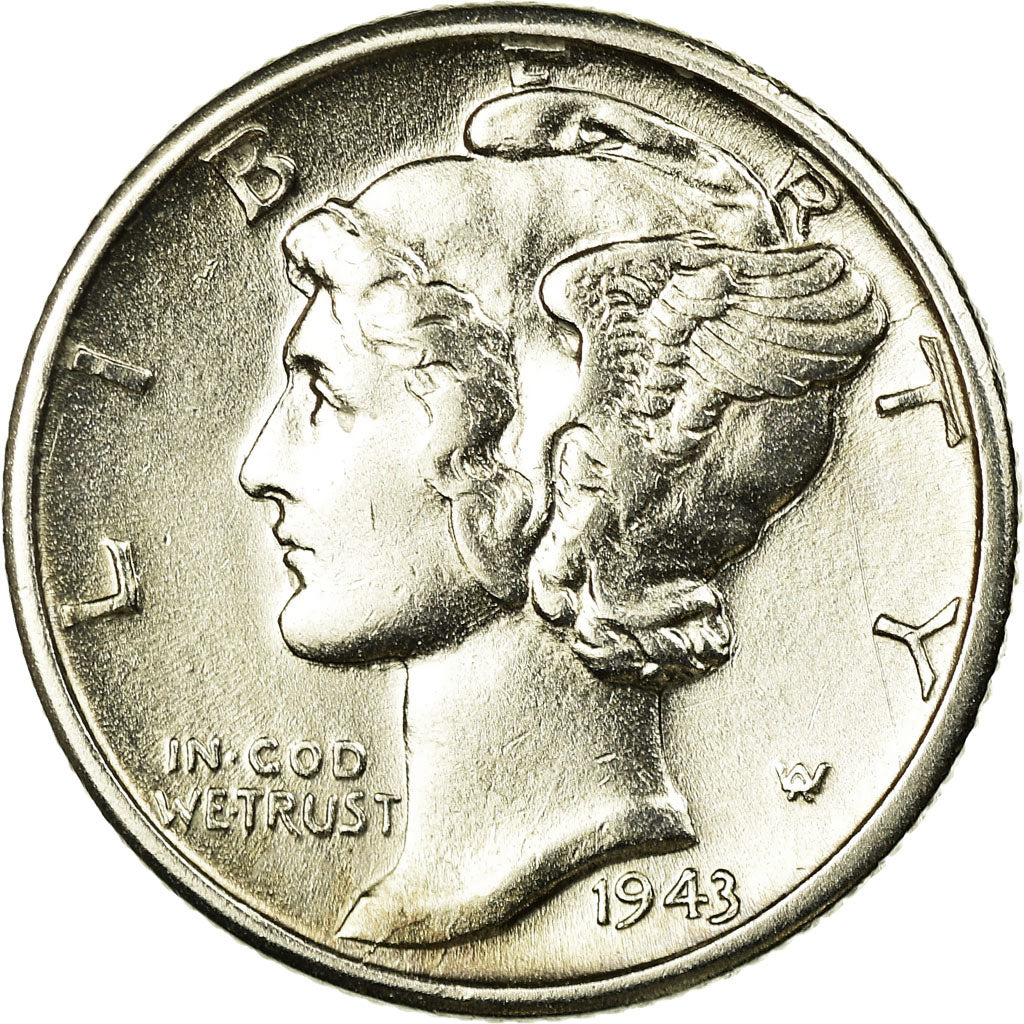 Coin, United States, Mercury Dime, Dime, 1943, U.S. Mint, Denver, MS(63)