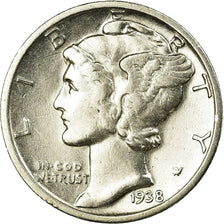 Coin, United States, Mercury Dime, Dime, 1938, U.S. Mint, San Francisco