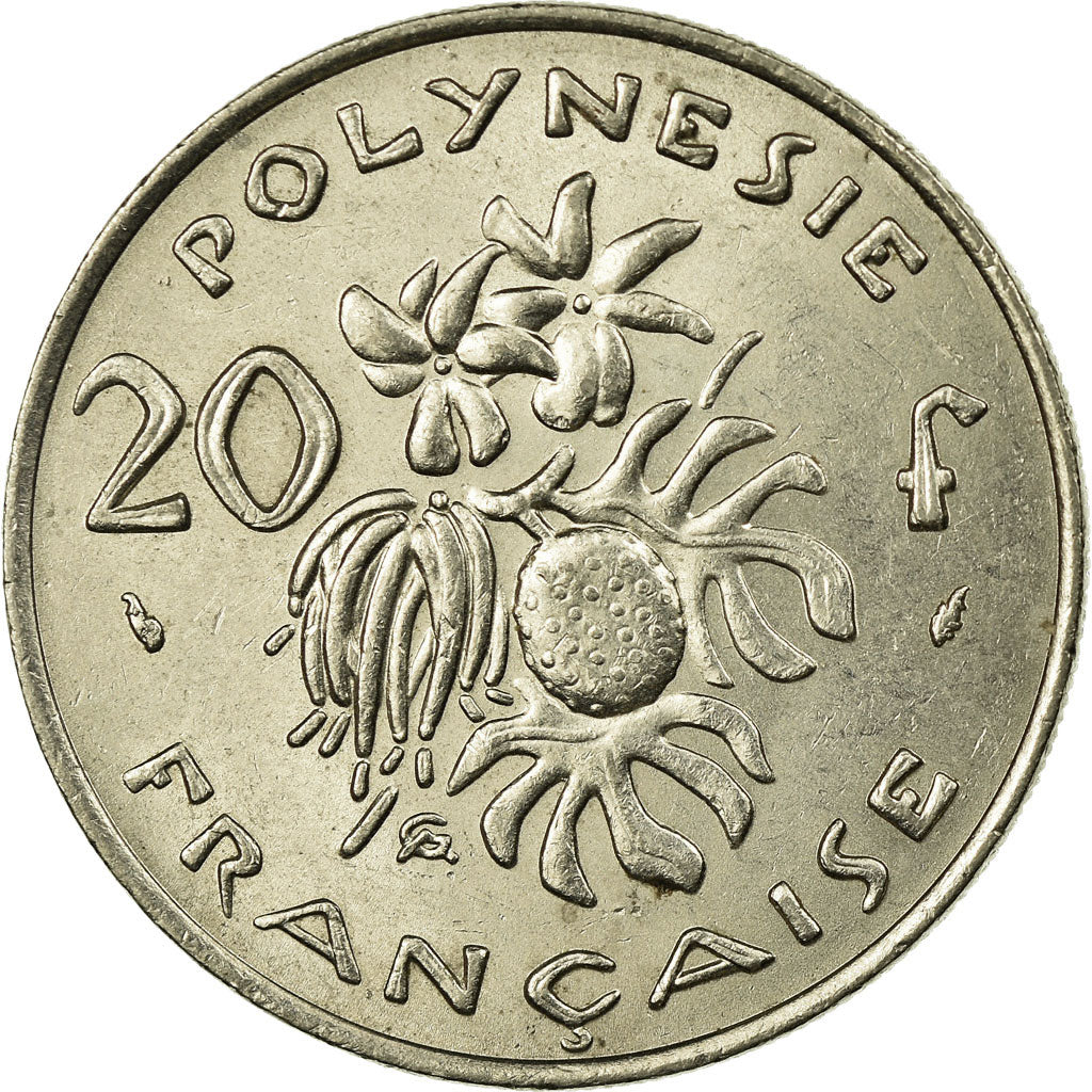 Moneda, Polinesia francesa, 20 Francs, 1975, Paris, MBC, Níquel, KM:9
