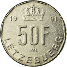 Coin, Luxembourg, Jean, 50 Francs, 1991, EF(40-45), Nickel, KM:66