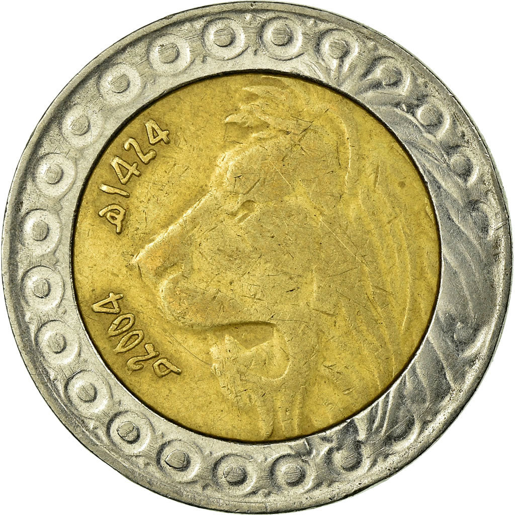 Coin, Algeria, 20 Dinars, 2004/AH1424, Algiers, EF(40-45), Bi-Metallic, KM:125