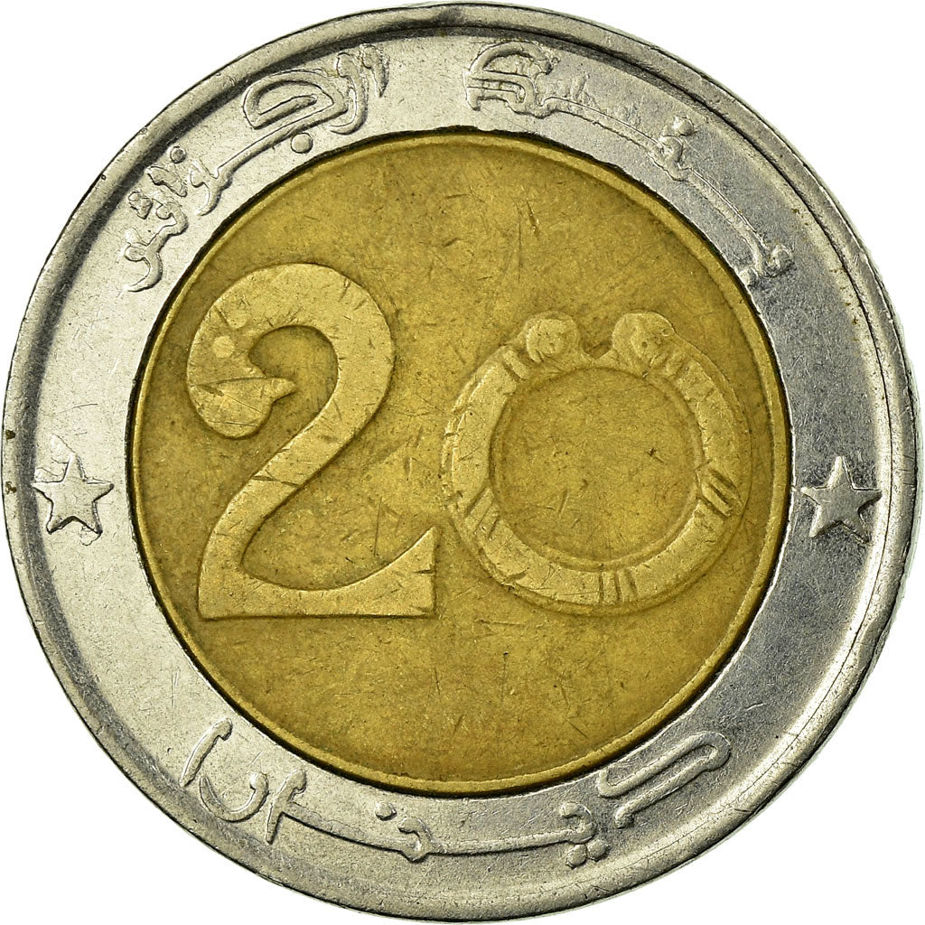 Coin, Algeria, 20 Dinars, 2004/AH1424, Algiers, EF(40-45), Bi-Metallic, KM:125