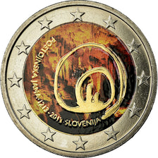 Slovénie, 2 Euro, Grotte de Postojna., 2013, Colorised, SUP, Bi-Metallic