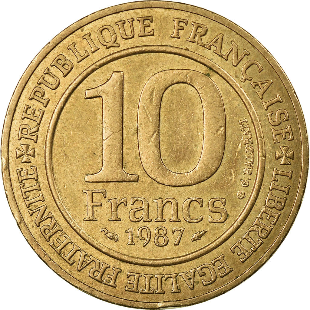 Moneda, Francia, 10 Francs, 1987, Paris, BC+, Níquel - bronce, KM:961d