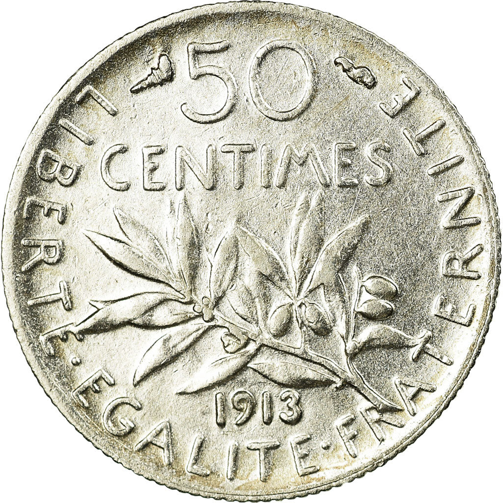 Coin, France, Semeuse, 50 Centimes, 1913, Paris, EF(40-45), Silver, KM:854