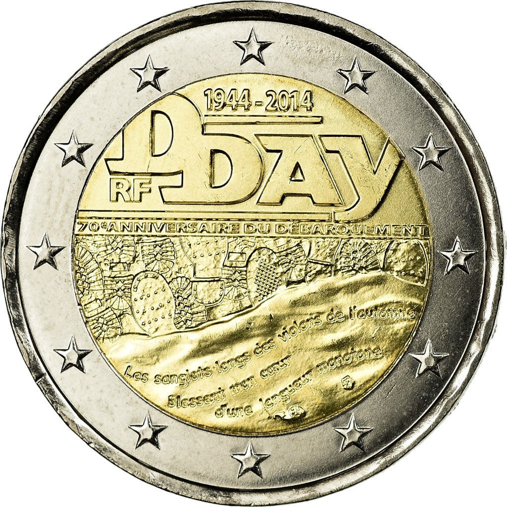 Frankreich, 2 Euro, D-Day, 2014, UNZ, Bi-Metallic