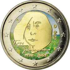 Finland, 2 Euro, Tove Jansson, 2014, Colorised, MS(60-62), Bi-Metallic