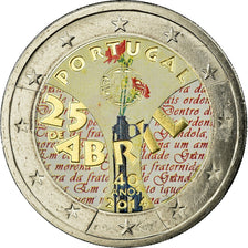 Portugal, 2 Euro, Revolution Oeillets, 2014, Colorised, AU(55-58), Bi-Metallic