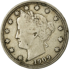 Coin, United States, Liberty Nickel, 5 Cents, 1909, U.S. Mint, Philadelphia
