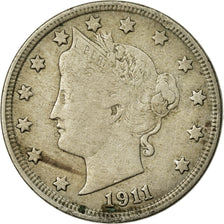 Monnaie, États-Unis, Liberty Nickel, 5 Cents, 1911, U.S. Mint, Philadelphie