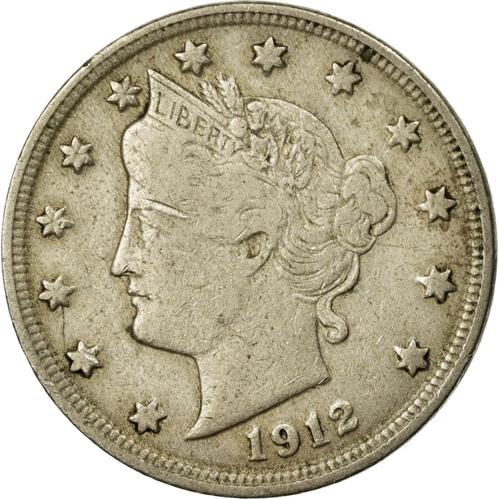 Moneta, Stati Uniti, Liberty Nickel, 5 Cents, 1912, U.S. Mint, Philadelphia, MB