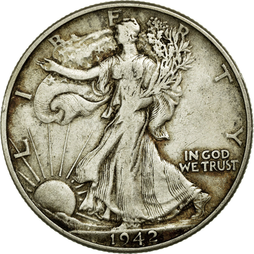 Coin, United States, Walking Liberty Half Dollar, Half Dollar, 1942, U.S. Mint