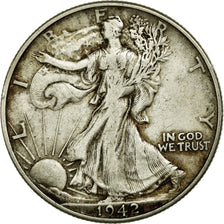 Coin, United States, Walking Liberty Half Dollar, Half Dollar, 1942, U.S. Mint
