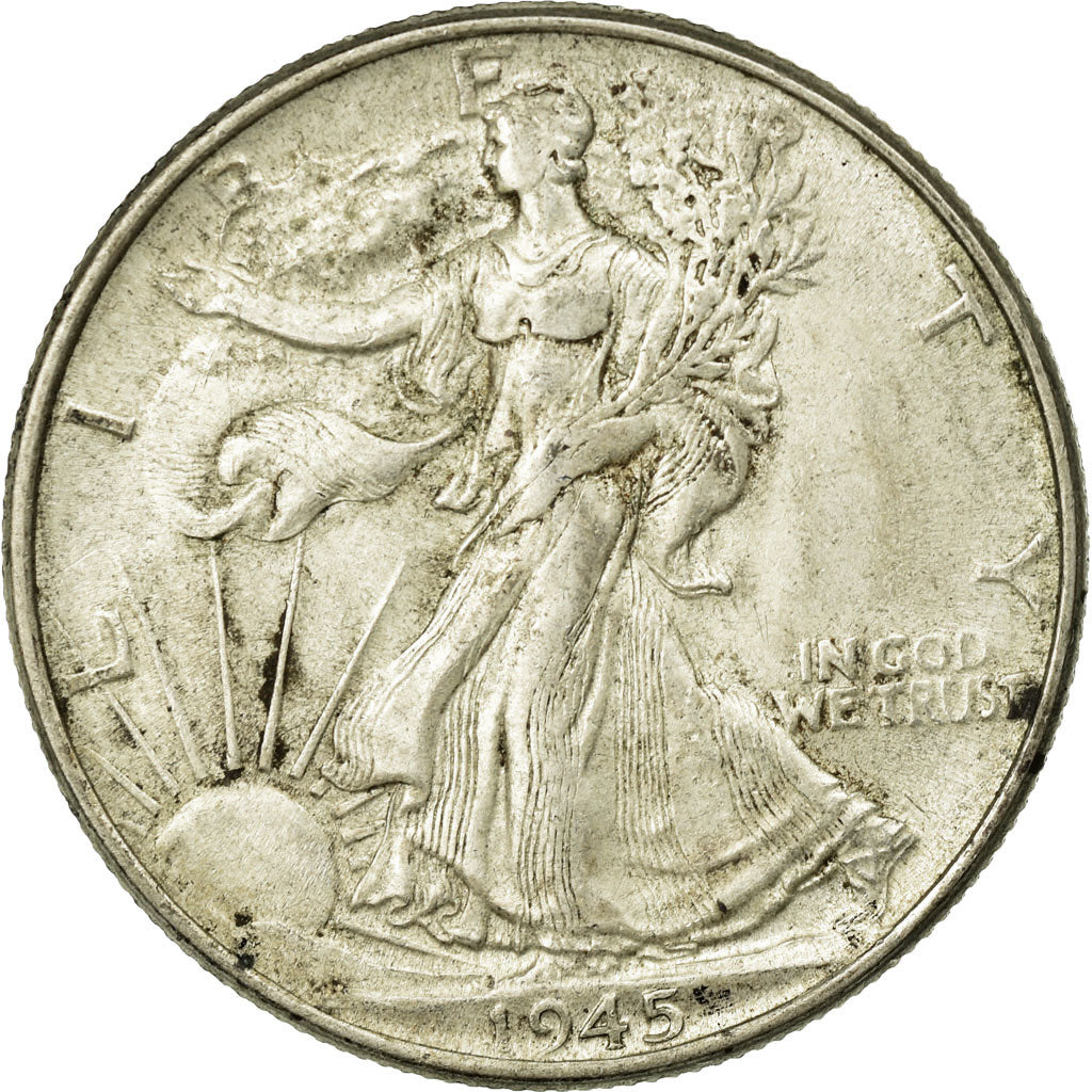 Coin, United States, Walking Liberty Half Dollar, Half Dollar, 1945, U.S. Mint