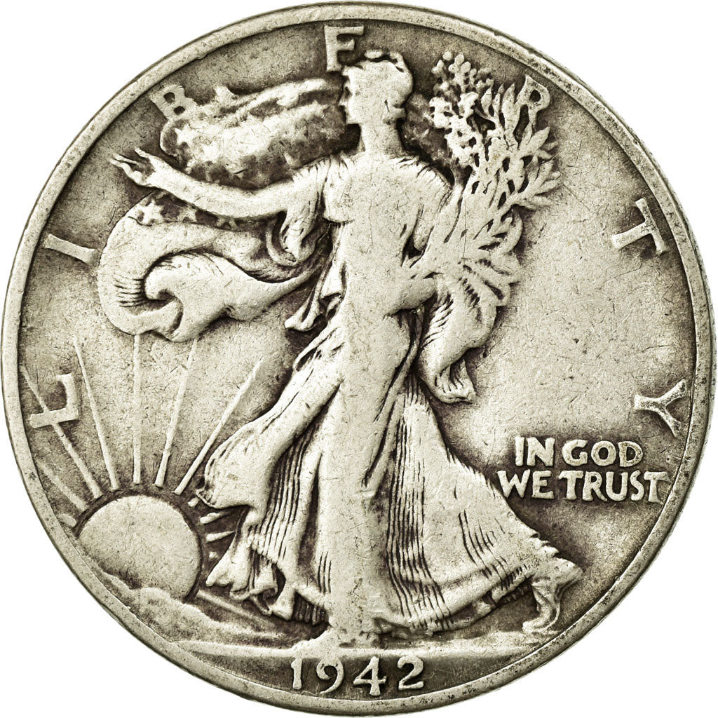 Coin, United States, Walking Liberty Half Dollar, Half Dollar, 1942, U.S. Mint