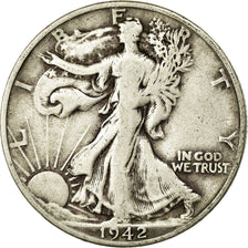 Coin, United States, Walking Liberty Half Dollar, Half Dollar, 1942, U.S. Mint